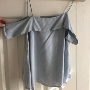 Bardot Blue silk off the shoulder top